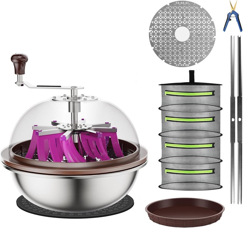 ATOUR Bud Leaf Bowl Trimmer with Clear Visibility Dome and Cut-Resistant Gloves, Sharp Stainless Steel Blades for Spin Cut, Include 4 Layer 1.5 Ft Dry Net with Collection Bowl - Image 1